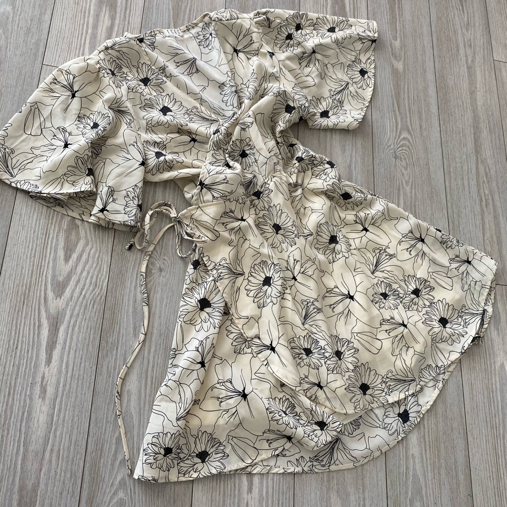 White Flower Print Summer Dress